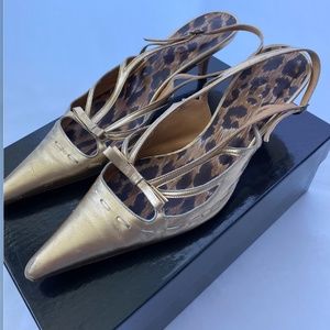 Dolce and Gabbana Golden Shoes Slingback Pumps